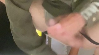 Dildo fuck behind Park restrooms