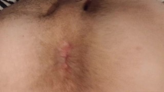 Stretching my skinny ass and showing off very wet anus close up