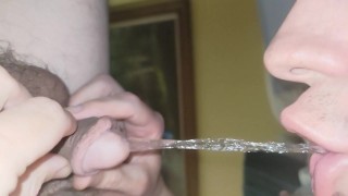 Pissing right into my mouth and drinking it all - Slow Motion