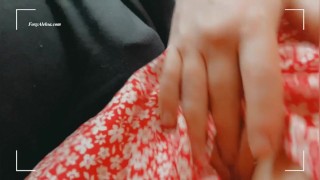 Fantasy in the bus! Petting girl under dress in the public place. Pick up girl