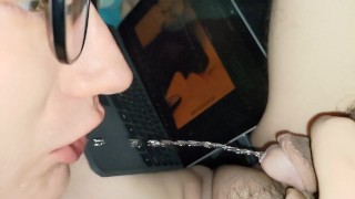 Huge strong piss in my mouth while I drink it all [SLOW MOTION]