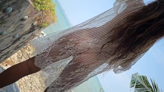 Totally Naked in Transparent coat show for Neighbors who watched from their windows