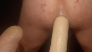 Big dildo riding ,deep anal fuck \MILK drooling anal prolapse!Big Daddy by Blush 14"dildo (part two)