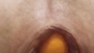 Extreme anal try to self fuck with surprise in my gaping ass hole