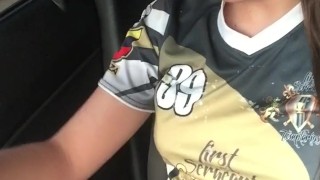 beautiful blonde has a hot video call with her boyfriend and gets naked in the uber