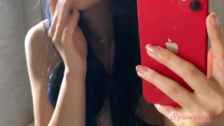 Naked Step-sis Smoking in the Mirror (full vid on my 0nlyfans/Manyvids)