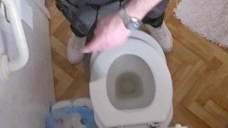 My uncut cock Pissing in a toilet with close up foreskin