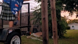 outside in my kilt and a shiny thong