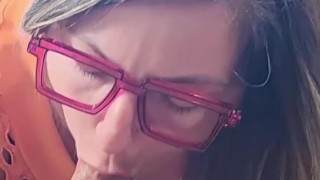 Listen to the sounds of her throat with a cock in it