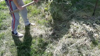 A girl from the village masturbates her pussy during lunch break - Lesbian_illusion