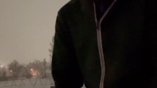 Bustin a nut in the snow like a true Canadian!