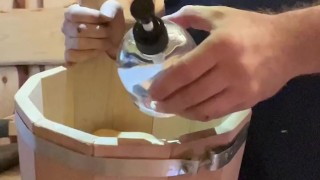 Russian WORKER gets horny at the construction site! Found a customer's SEX toy at work! Dirty fuckin