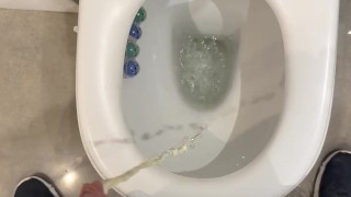 pissing like crazy on public bath