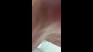 Naked jerk off on the sink in public restroom