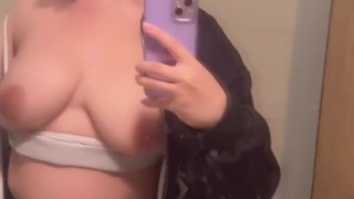 Big Titty Goth Girl plays with her big boobies