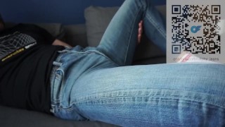Humping hard in my jeans until loud moaning cum (full vid on onlyfans)