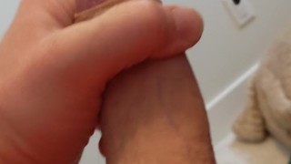 Closeup stringy cumshot and cumplay - uncut bwc