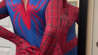 Playing with myself in spandex / superhero costume (1 of 2) No cum