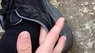 sex with sneakers. dick in sweatpants