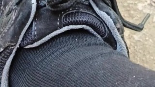 sex with sneakers. dick in sweatpants