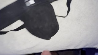 fit handsome hairy guy shoots thick load of cum on cum covered and stained jockstrap
