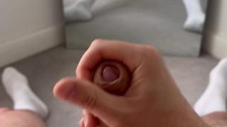 Hot Guy masturbates in front of mirror