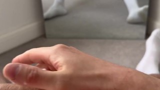 Hot Guy masturbates in front of mirror