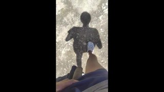 JERKING OFF OUTSIDE HUGE CUMSHOT ON MY FEET
