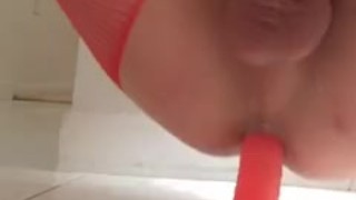 Femboy riding step mom dildo