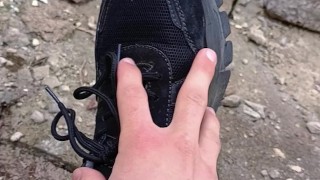 the guy masturbates in sweatpants. I masturbate on my sneakers.