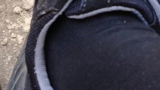 the guy masturbates in sweatpants. I masturbate on my sneakers.