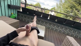 My neighbor saw my cock - public jerking