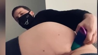 Fucking my tight pussy before i cum all over my fat new toy