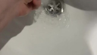 Pee and handjob in social TOILET