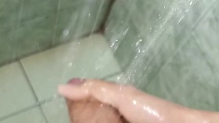 man in the shower ends up masturbating until he comes - watch the end
