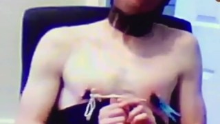 Sissy Alicia moans while her nipples are pulled