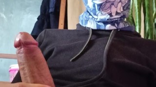 man with a good cock masturbates until he cums