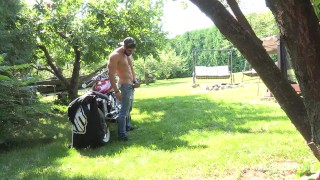 Sexy Zack Lemec Solo Outdoor Jerk On Motorcycle - Maskurbate