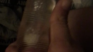 Cumming in a tight see thru pocket pussy