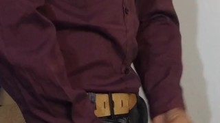 Stud man masturbates and cums after work