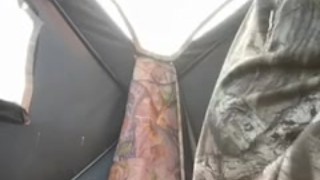 Married hunter shoots big load in tent