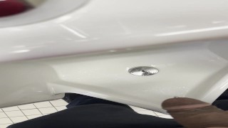 Indian Man Pissing in Public Urinal