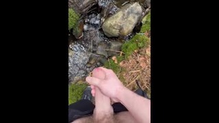 Edging in the forest + big cumshot