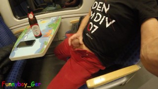 Guy secretly jerks off his sausage in a moving train