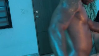 Big cock black guy uses VR glasses to look at two beautiful Colombian girls and fuck them