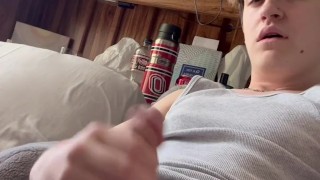 Twunk in Wifebeater beats his Meat