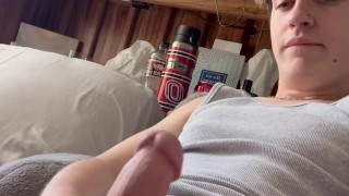 Twunk in Wifebeater beats his Meat