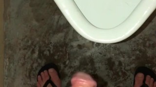 Public Washroom Urinal Masturbation Until Intense Orgasm