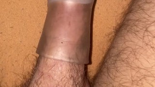 Traction stretching my flaccid cock