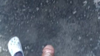 Morning Verbal Jerking off Big Black African Dick Outside Huge Cumshot Feet